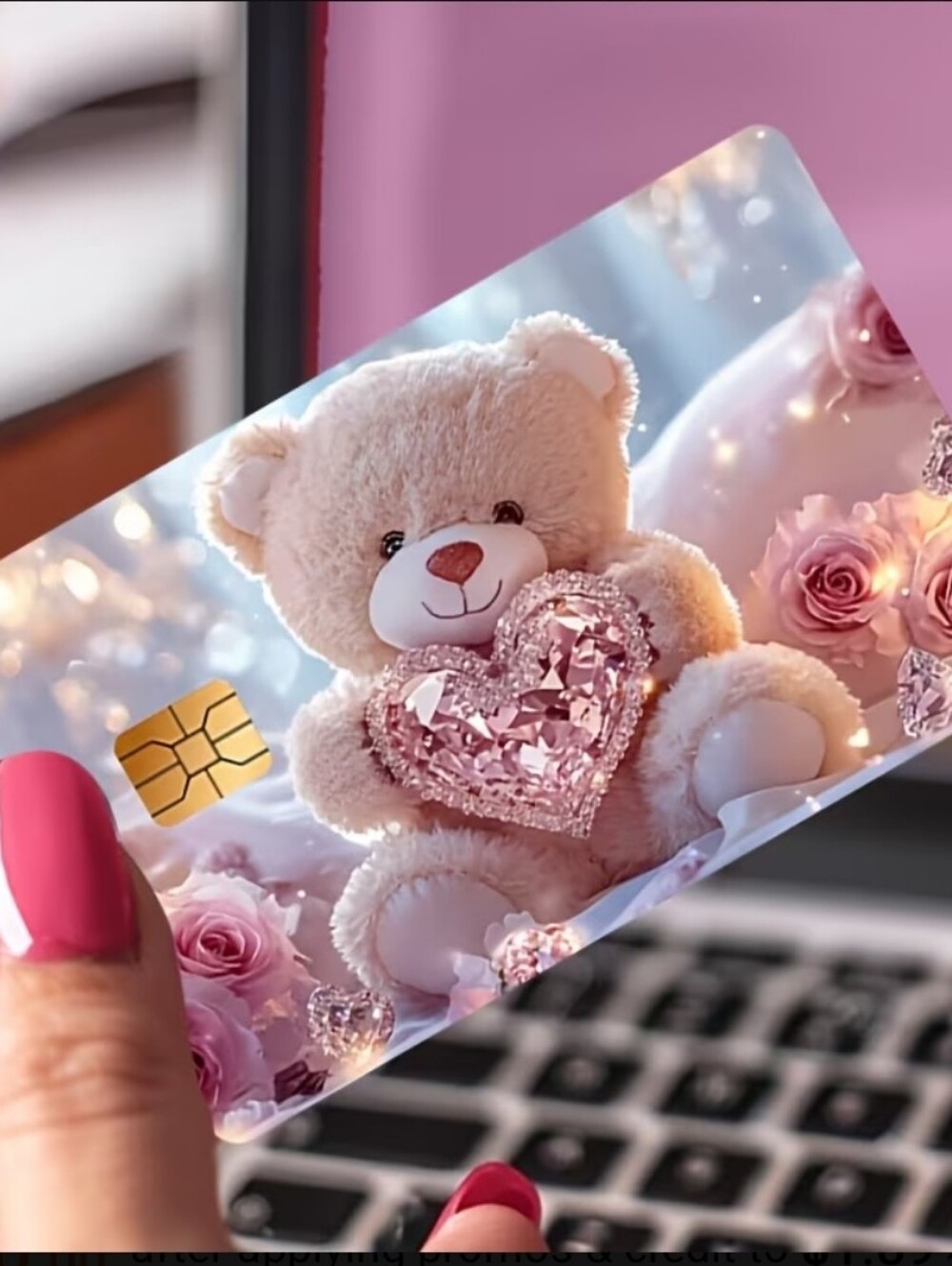 Cute Teddy Bear Debit Bank Card Cover Skin
